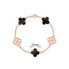 Bracciale da donna di alta qualità in oro rosa 18k, laser bianco, madreperla, calcedonio rosso, 15mm, quadrifoglio, cinque fiori