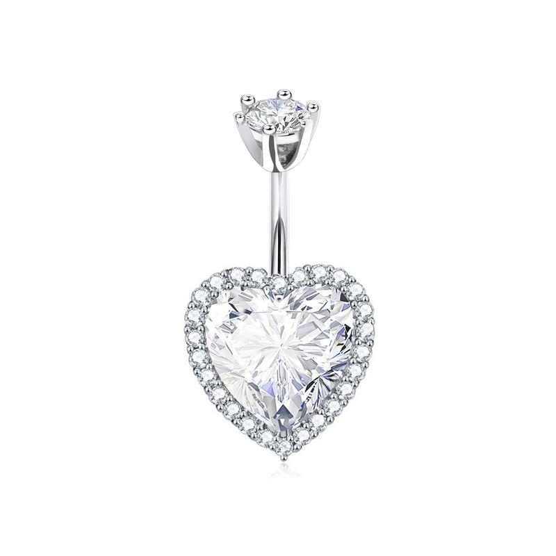Navel Stud Fashion White Zircon Model Belly Dance Brand New Navel Buckle Piercing Jewelry Anti-Allergy Umbilical Ring