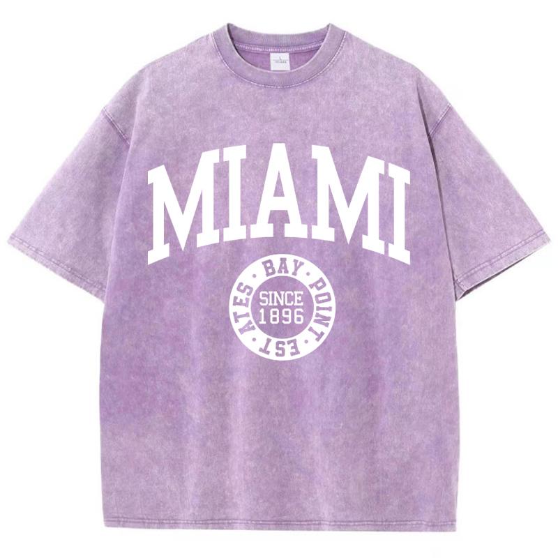 Womans Cotton Washed T-Shirts Trend Distressed Loose Tees Los Angeles 1996 Printing Short Sleeve Summer Street Female Clothes