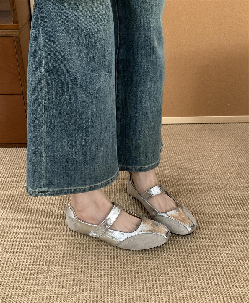 French Silver Casual Style Square Head Single Shoes Fairy Shoes 2025 New Spring Skirt Fashion Mary Jane Shoes