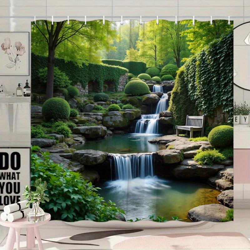 Zen Garden Waterfall Shower Curtain- Multi-Style Bath Decor, Perfect for Those Who Love Nature-Inspired and Practical Designs