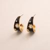 C-Shaped Chinese Black Enamel Drip Earrings - High-End Fashion, Atmospheric INS Style Jewelry