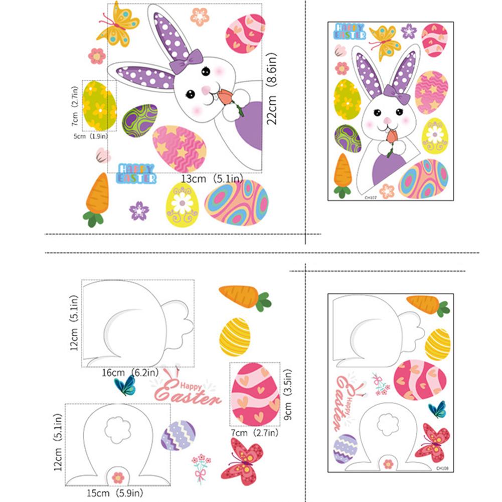 Cartoon Easter Eggs Window Stickers Self adhesive Wall Decals Party Supplies Gifts For Easter Holiday Decoration