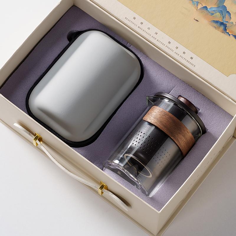 Guochao business travel tea set gift box set, one pot and four cups, portable holiday commemorative father Mid-Autumn Festival graduation gift