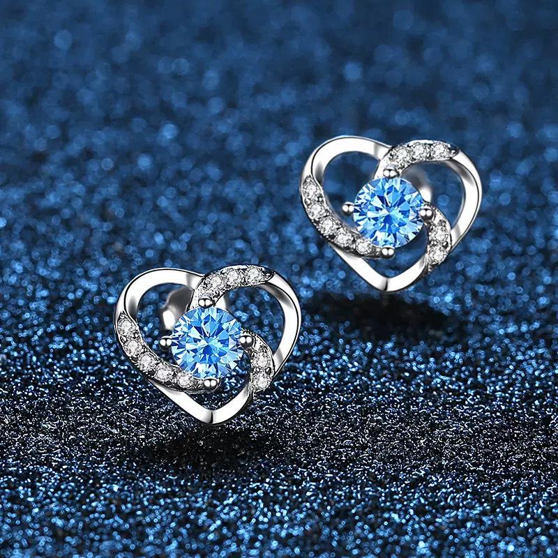 Eternal Heart Zircon Stud Earrings – Elegant Hollow Design, European & American Fashion