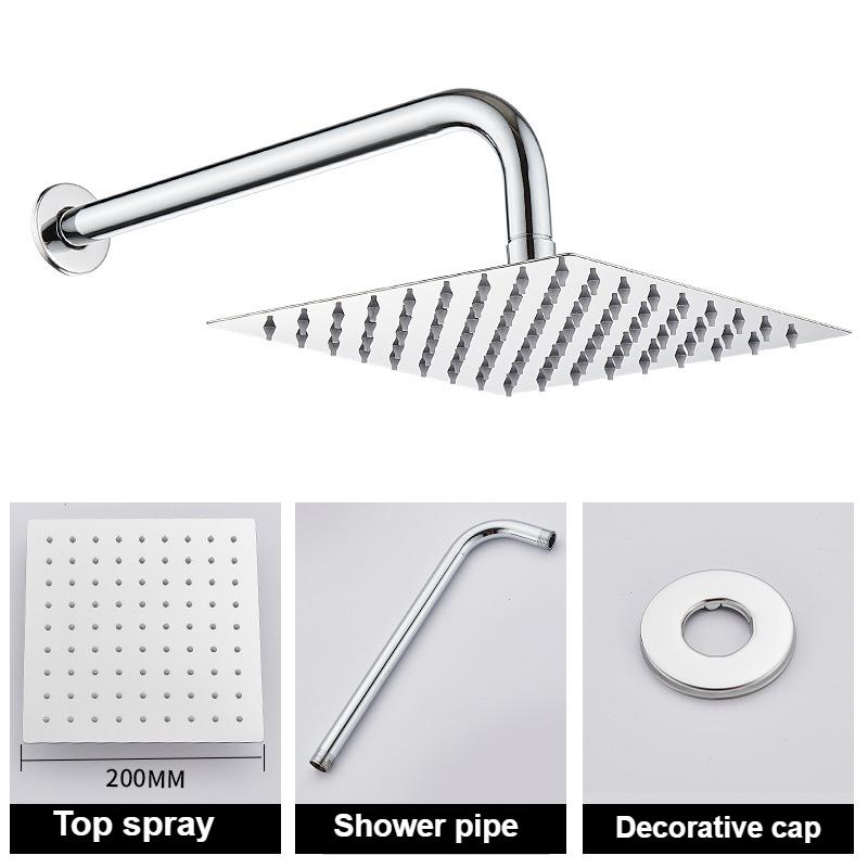 Bathroom Shower Head Shower Accessories Chrome Ultrathin Rainfall Bath Head Wall Mounted Stainless Steel Top Spray