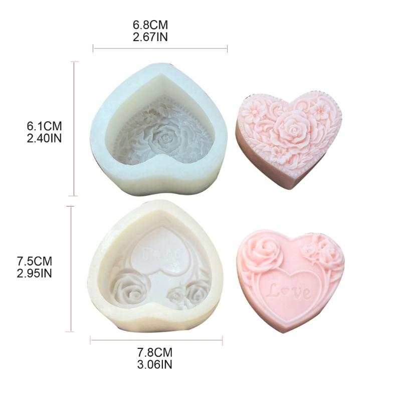 3D Love Heart Rose Silikon Flexibilní potravinářská forma Jílová pryskyřice Keramika Candy Fondant Candy Čokoláda Forma na mýdlo