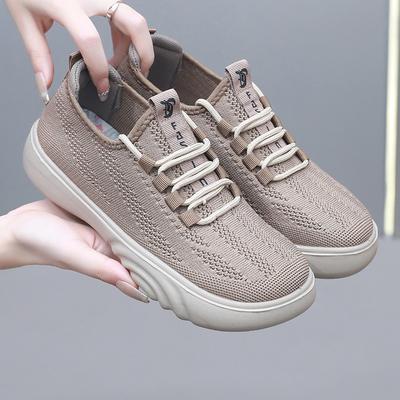 ****** en Herfst nieuw oud ******* stoffen schoenen dames casual s**t-zool moeder schoenen gebreide ademende enkele schoenen comfortabel en brede voeten