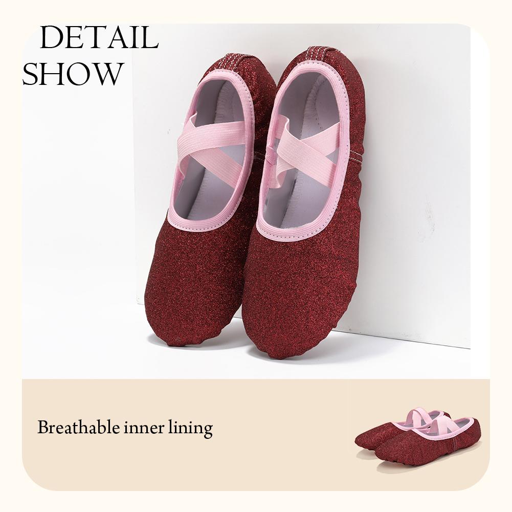 Ballet Shoes for Girls Glitter Ballet Dance Shoes Leather Dance Slippers Full Sole Ballet Dance Flats for Childrens Kids Toddler for Dance