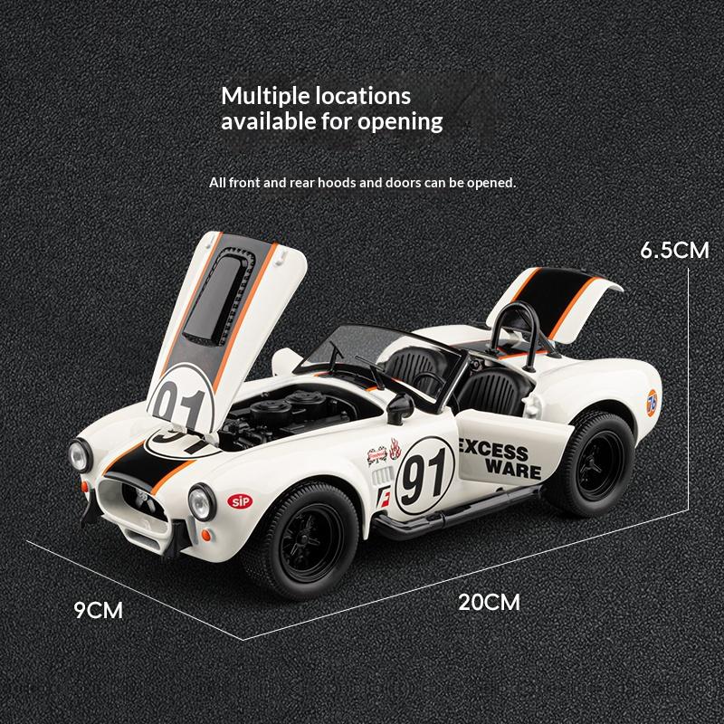Shelby Cobra Replica Alloy Car Model 1:24 Convertible Retro Collection Classic Car Toy Car Boy Holiday Birthday Gift