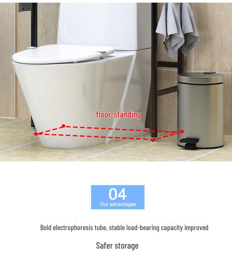 Floor-Standing Bathroom Storage Rack: No-Drill Washbasin, Toilet & Washing Machine Organizer.