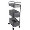3 Tier Rolling Cart, Hvy Duty Steel Utility Cart with Sliding Mesh Basket and 4   Wheels, for Kitchen, Bathroom, Bedside, Laundry Room