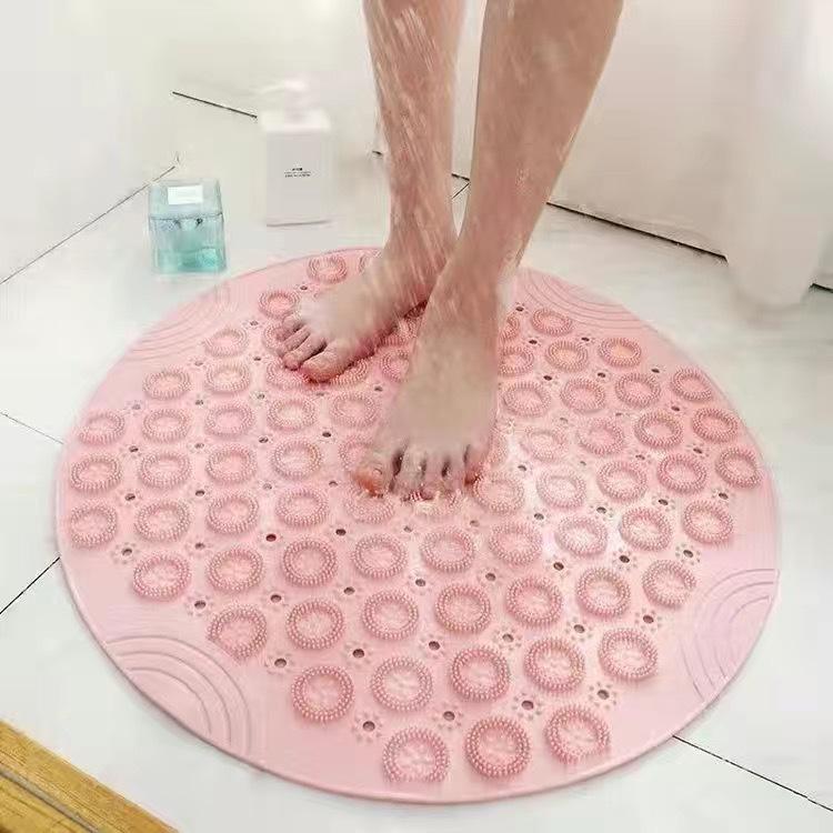 Round Anti-Slip Shower Mat with Suction Cups - Bathroom Floor Massage Pad