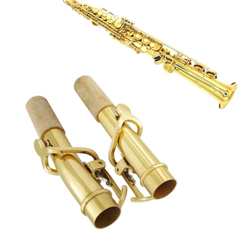 2 PCS Saxophone Neck Brass Mouthpiece Metal Sax Curved Necks and Straight Neck for Soprano Saxophone Instrument