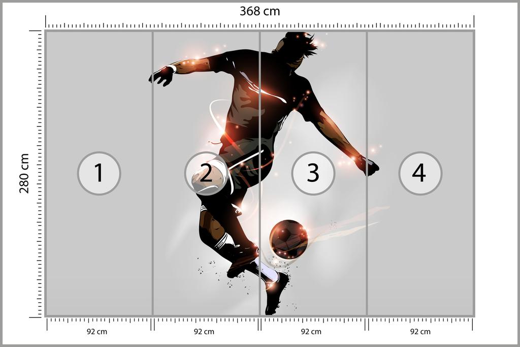 Photomural Abstract Soccer Player In Flight Smooth Vinyl 368x280