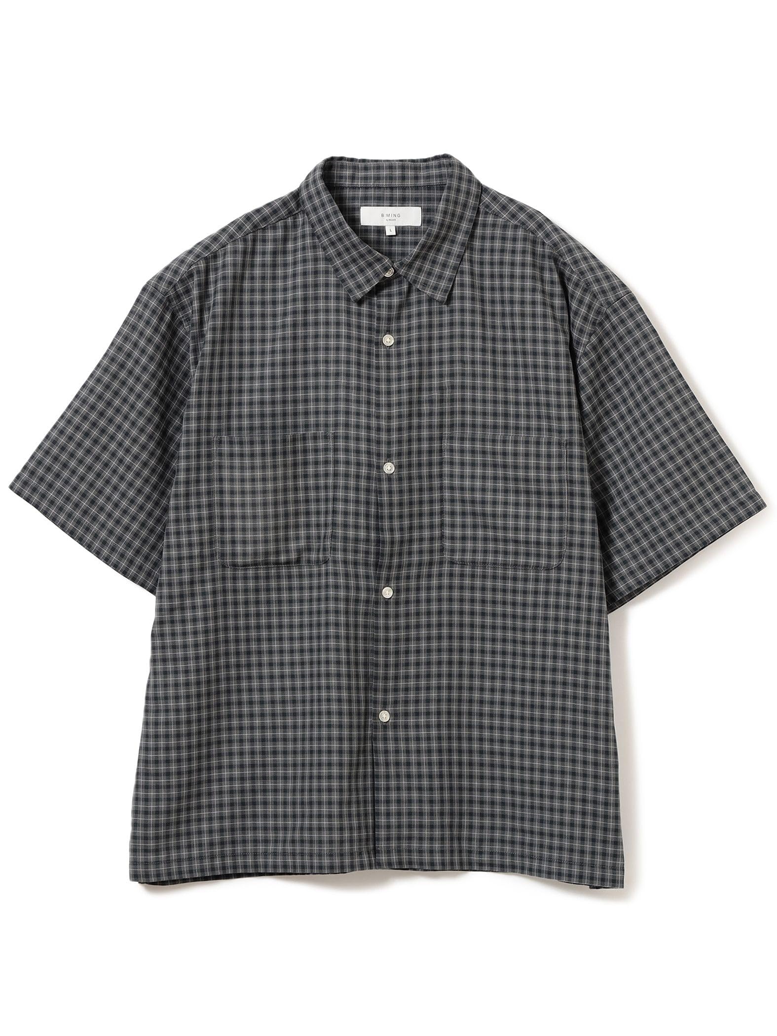 

В:MING LIFE STORE by BEAMS Мужская рубашка с коротким рукавом в мелкую клетку, CHARCOAL.G, Размер M