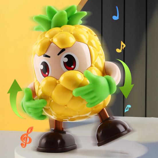 Yousheng Electric Dancing Toy with LED Light Music Recording Pineapple Elephant French Fries Red Fruit Walking Toy Toddlers Tummy Time Crawling Toy