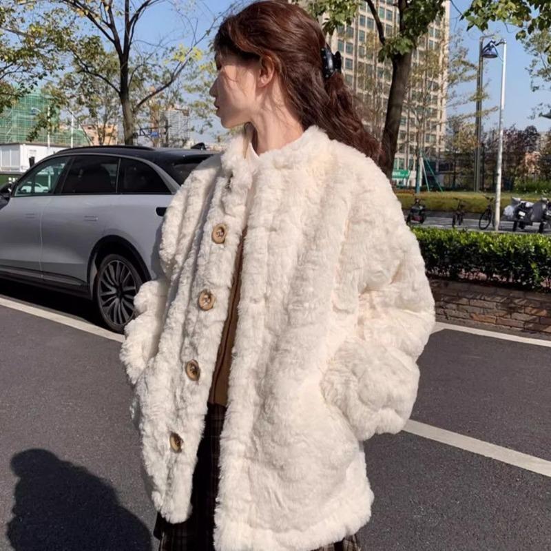 

Женская зимняя шуба из овчины, новая, свободного кроя, мягкая, восковая, с небольшим воротником-стойкой, плюшевый топ L 110-62.5kg