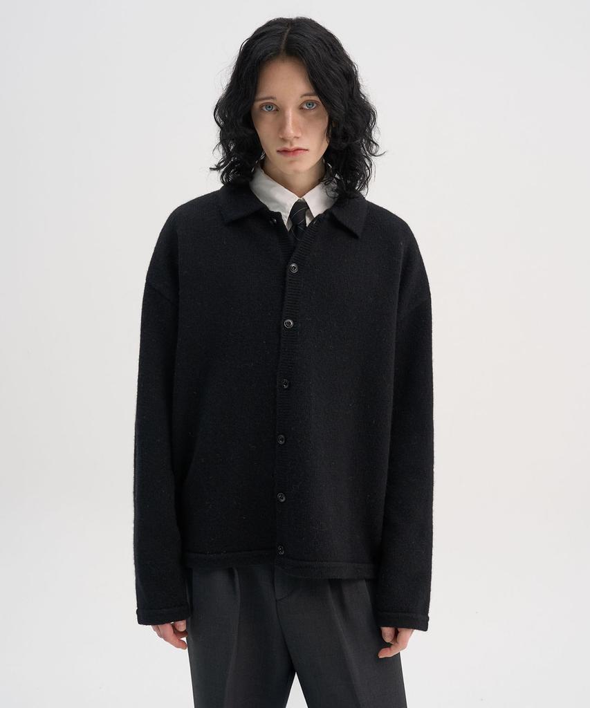 Trip Le Sens [100% Wool] Pure Light Collar Cardigan_Black