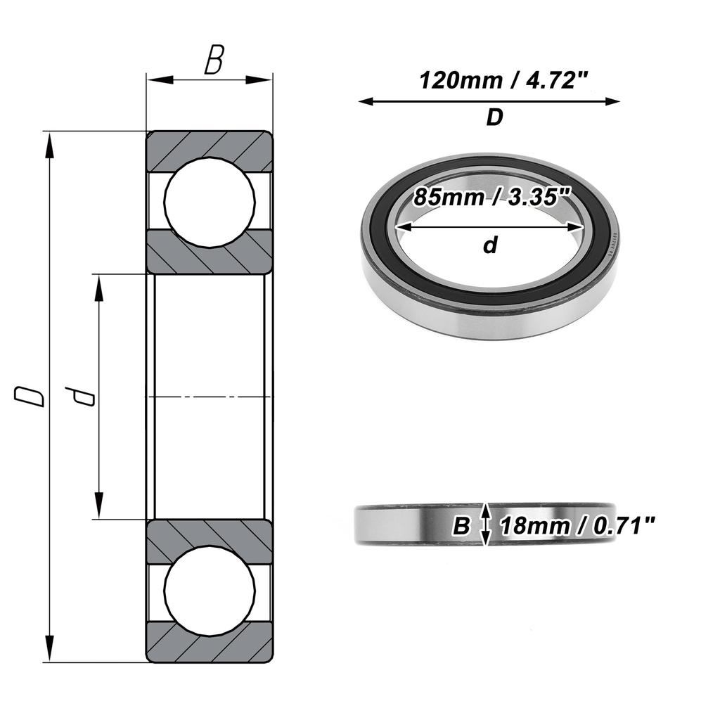ACROPIX 6917VV Deep Groove Ball Bearing P5 85x120x18mm Lubricated Bearing Double Rubber Seal Black Silver Tone Scooter Skateboard Wheel