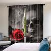 2Pcs Sugar Skull Adult Curtain For Lover Sweetheart Roses Curtains Halloween Curtain Suitable For Living Room Dining Room