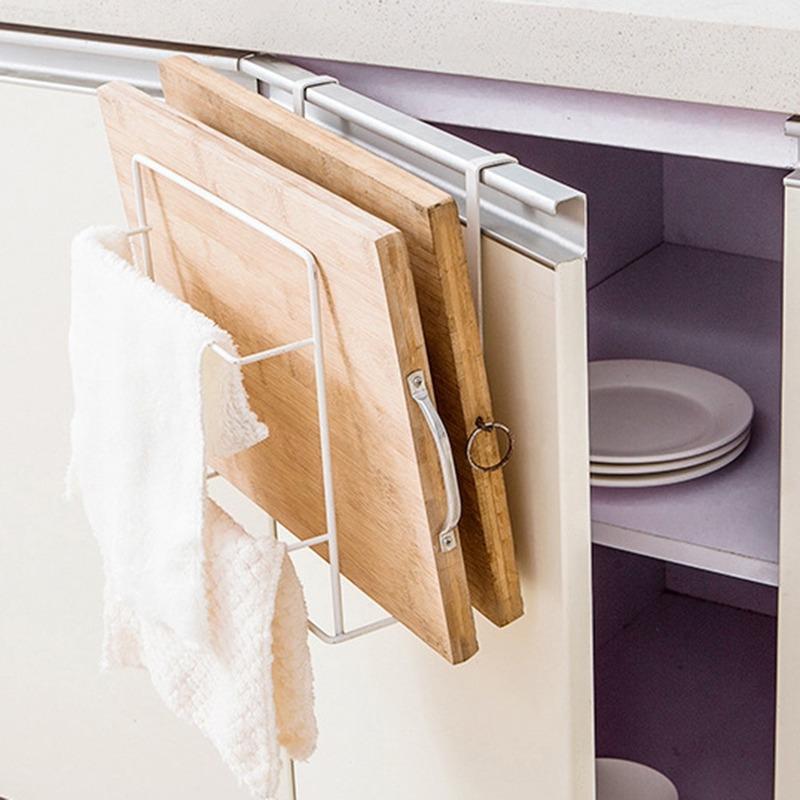 Stainless Steel Double Layer Cabinet Shelf Towel Holder Stand Chopping Board Storage Rack Wall Shelves Hanger