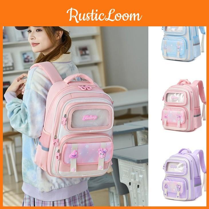 Large Capacity Childrens Backpack For Primary School Kids With Comfortable Air Cushion Straps In Stylish Blue Pink Or Co Purple