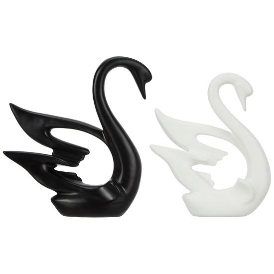 Swan Pair Ceramic Art Figure | Beautiful Home Decor (Set of 2)