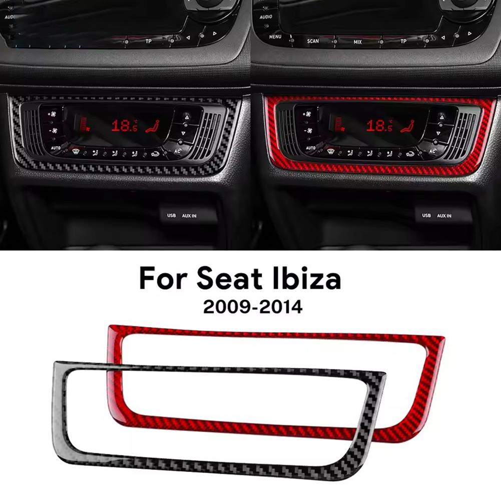Car Central Control AC Frame Panel Trim For Seat Ibiza 2009 2010 2011 2012 2013 2014 Real Soft Carbon Fiber Sticker LHD RHD