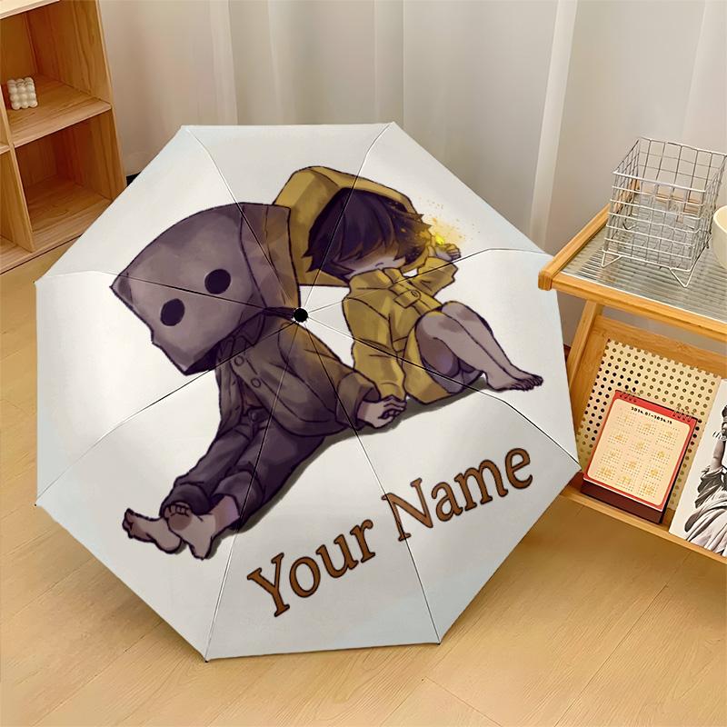 Custom Text Automatic 8 Bone Umbrella, Portable Sun Rain Protection UmbrellaLittle Nightmares Six Mono