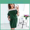 Elegant Women Vintage Dress Lace O-neck With Patchwork Hollow Out Short Sleeves