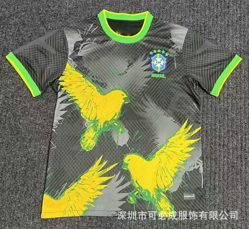 Großhandel und Einzelhandel Grenzüberschreitend Brasilien Nationalmannschaft Spezielles Gedenk-Kurzarm-Fußballtrikot Oberteil Kurzarm Fans