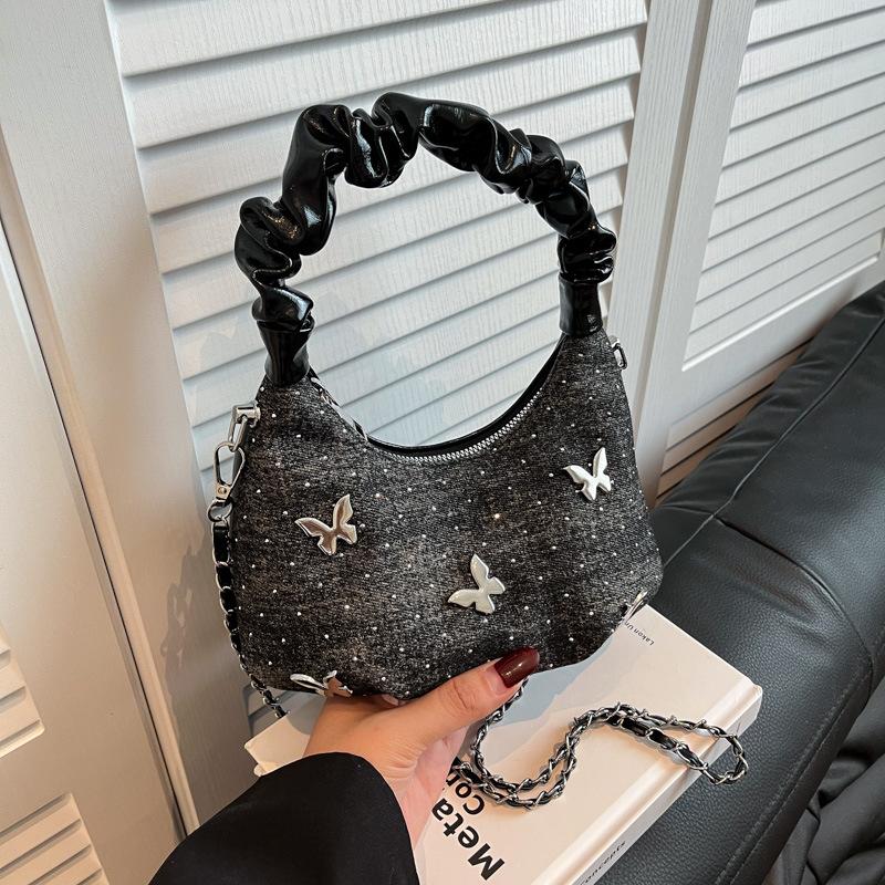 

High-end niche bag women s summer new fashion chain messenger bag pleated portable dumpling bag чёрный