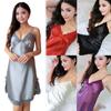 Lace Sexy Women Night Dress Nightwear Mini Deep V Straps Skirts Sleepwear Silk