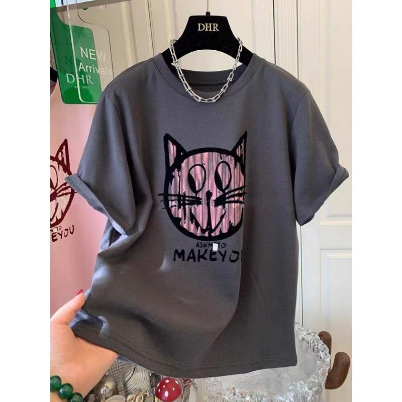 

Розовая футболка для женщин с короткими рукавами, весна-лето, модная, из чистого хлопка, свободная, замедляющая старение, универсальная, внутренняя нижняя рубашка, топ с короткими рукавами XXXL серый