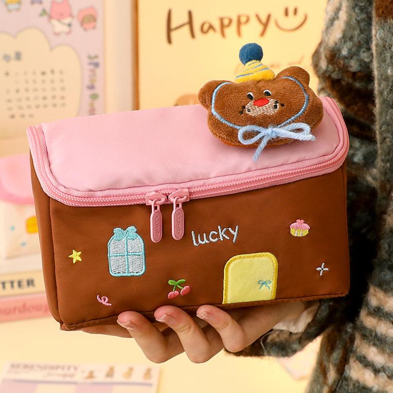 1 Piece House Styling Pencil Case Soft Texture Large Capacity Cute Style Girls Student Pencil Pouch Back To School Supplies