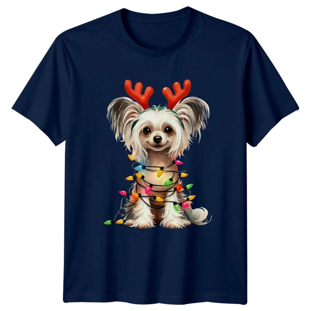 Dog Reindeer Antlers Christmas Lights Holidays Unisexs Unisexs Graphic Tee B