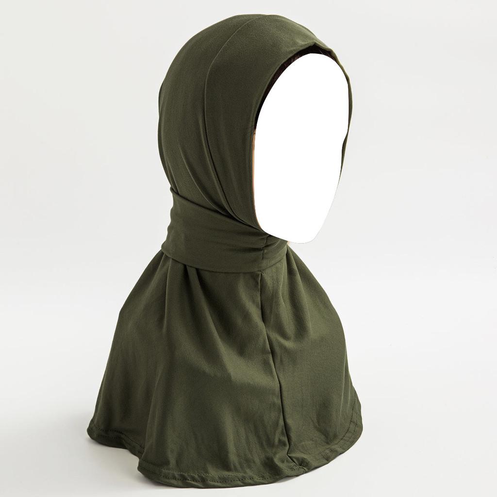 Хлопковый женский платок на голову с пуговицами и завязками для ношения летом и зимой GrassGreen