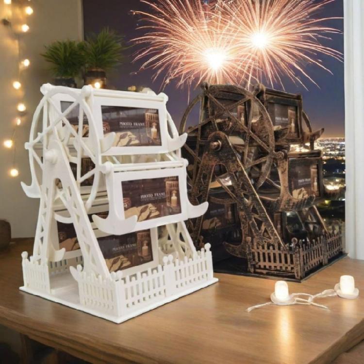 Dekoratives Riesenrad-Design Fotohalter für 12 Fotos Mit leicht austauschbarem drehendem Bilderrahmen Geschenk
