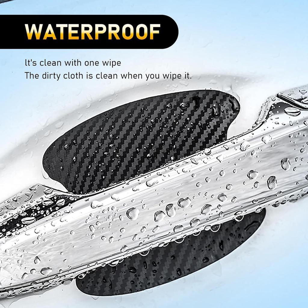 gunhunt 8 PCS Door Handle Scratch Protectors, Carbon Fiber Handle Cover Anti Scratch Stickers, Door Handle Cups Protective Film Bowl Sticker (Black)