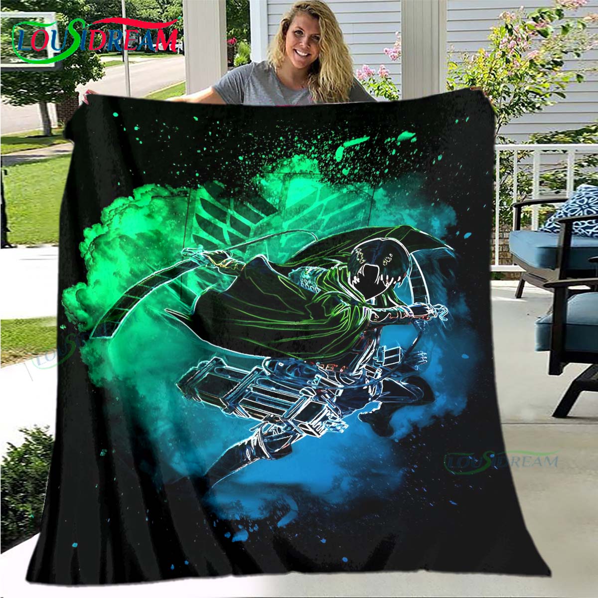 

Fashion 3D Cartoon A-Attack T-Titan Four Seasons Blanket Sofa Cover Travel Bed Plush Blanket Travel Office Break Blanket Gift 75x90cm