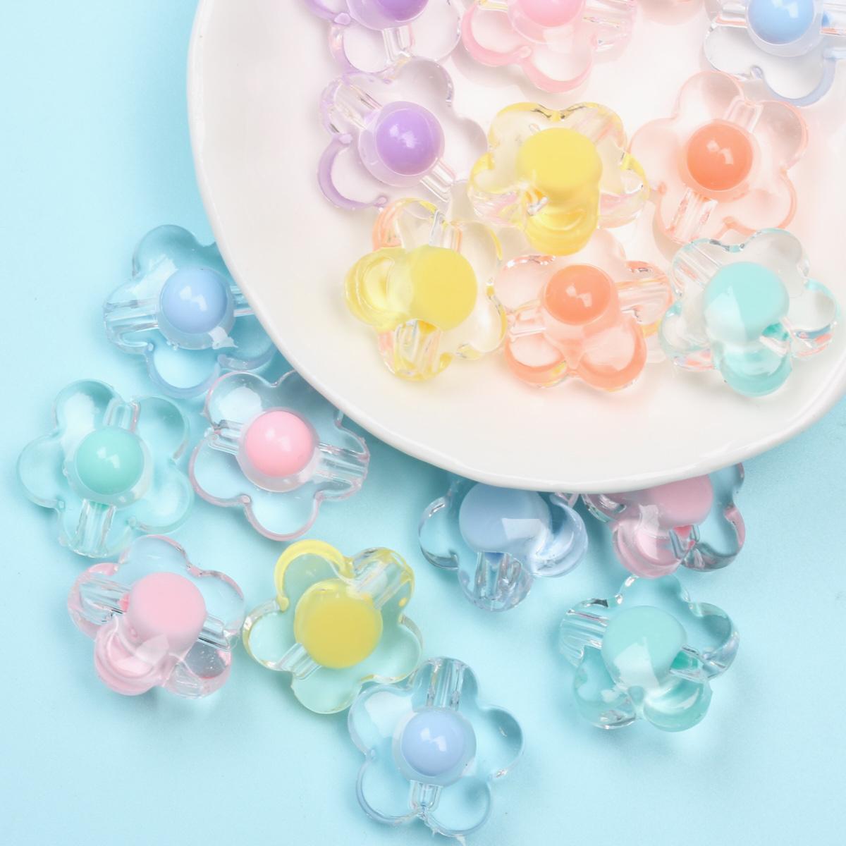 

Home Party Supplies Necklace Bracelet Double Layer 17mm DIY Craft Pendant Loose Beads 20Pcs For Jewelry Making Flower