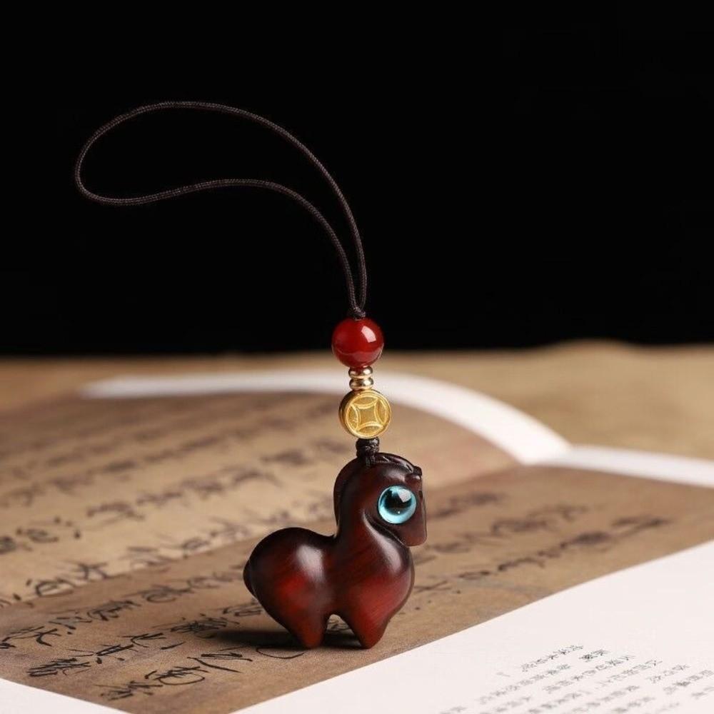 Cartoon Bag Pendant Sandalwood Wood Phone Chain Cute Horse Key Chain New Year