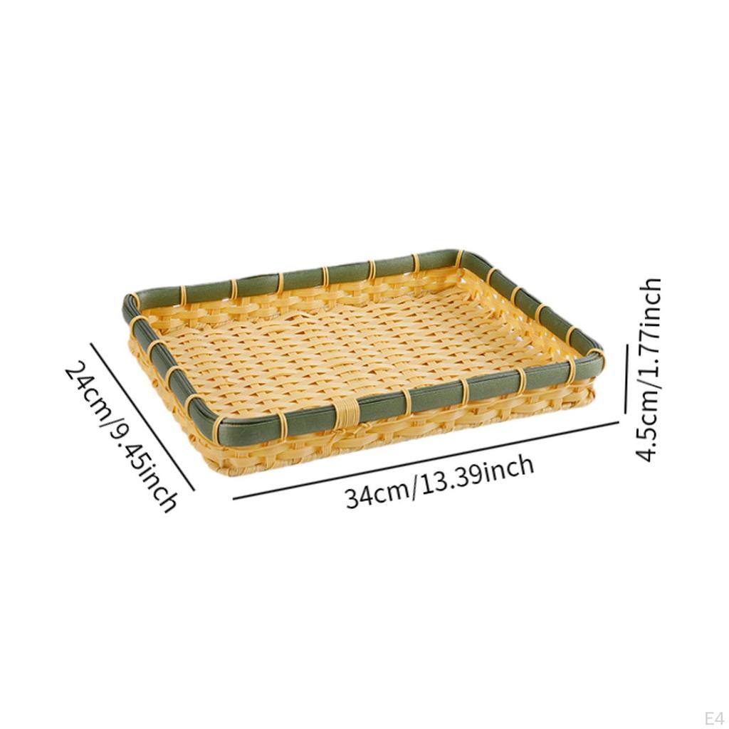 Bambuskorb Handgeflochtenes Tablett Heimdeko Behälter Organizer für Süßigkeiten Eingangsbereich