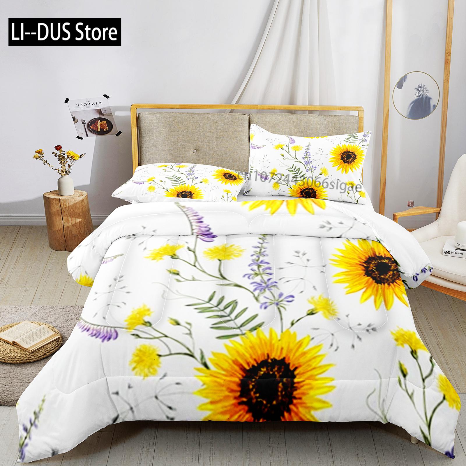 

Dream Sun Flowers Bedding Set Duvet Cover Set 3d Bedding Set Digital Printing Bed Linen Queen Size Bedding Set Fashion Design EU Single(135*200cm)3pcs