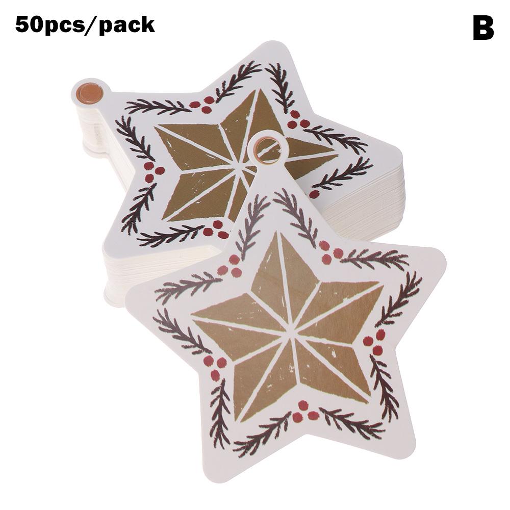50PCS Merry Christmas DIY Kraft Tags Labels Gift Wrapping Paper Hang Tags Santa Claus Paper Cards Xmas Party Supplies