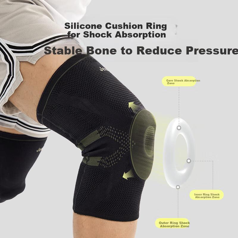 JEEP Knee Pads for Sports, Unisex Basketball Impact Protection, Running Fitness Breathable Knee Sleeves, Horizontal Machine Knee Pads, Black, Size M