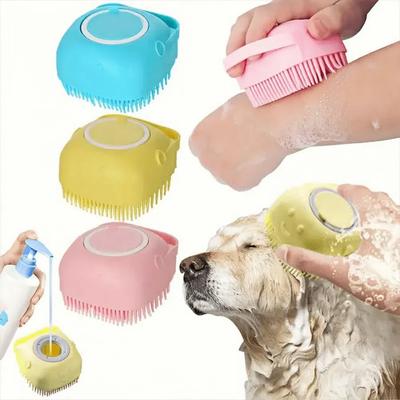 2-In-1 Pet Bath Brush Silicone Shampoo Brush New Massage Comb  Cleans Hair And Dirt