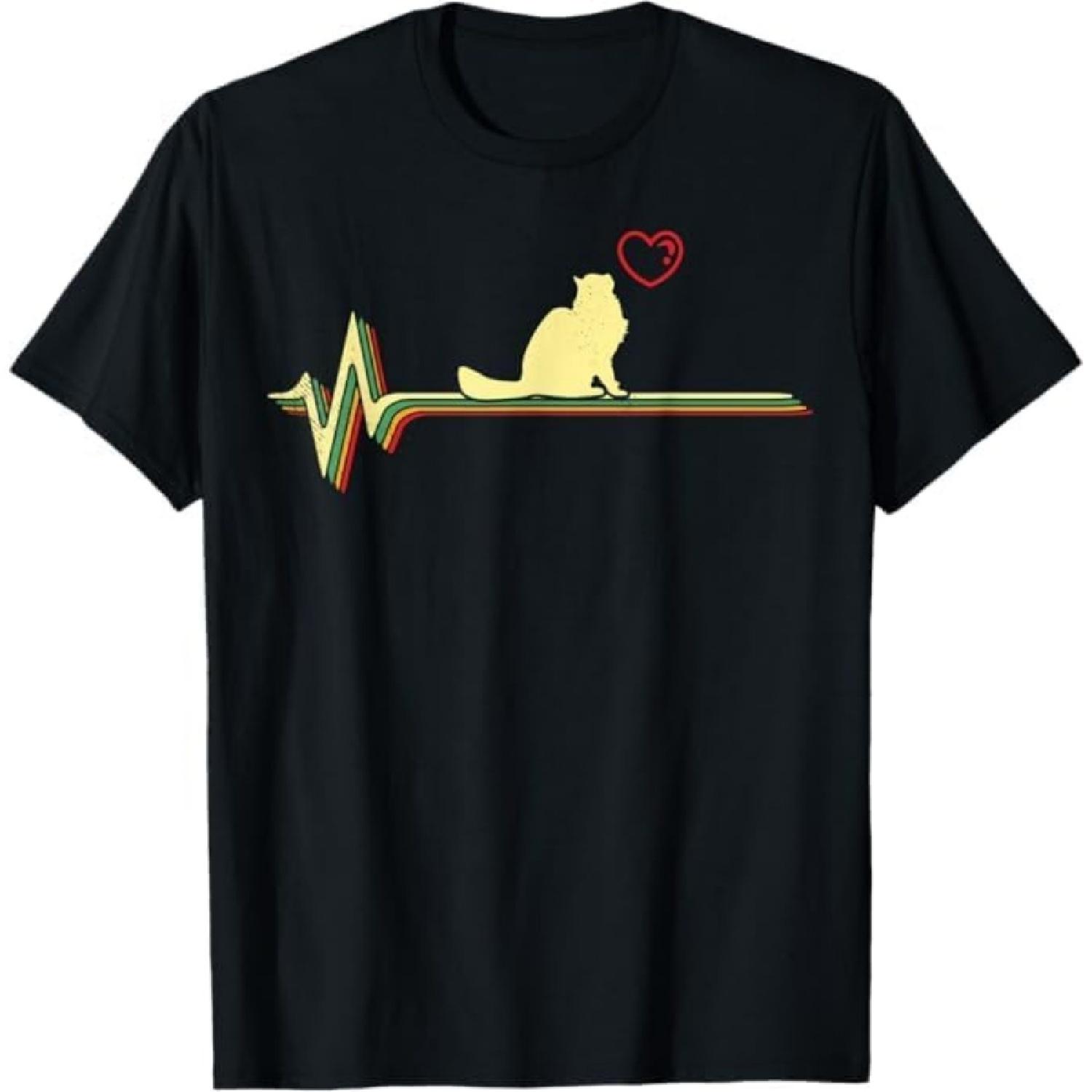 Retro Ragdoll Cat Gift Ragdoll Cat Lover Mom Gift Heartbeat T-Shirt LTDV Mens Womens Tank Top Sweatshirt Hoodle Longsleeve 78 Black S