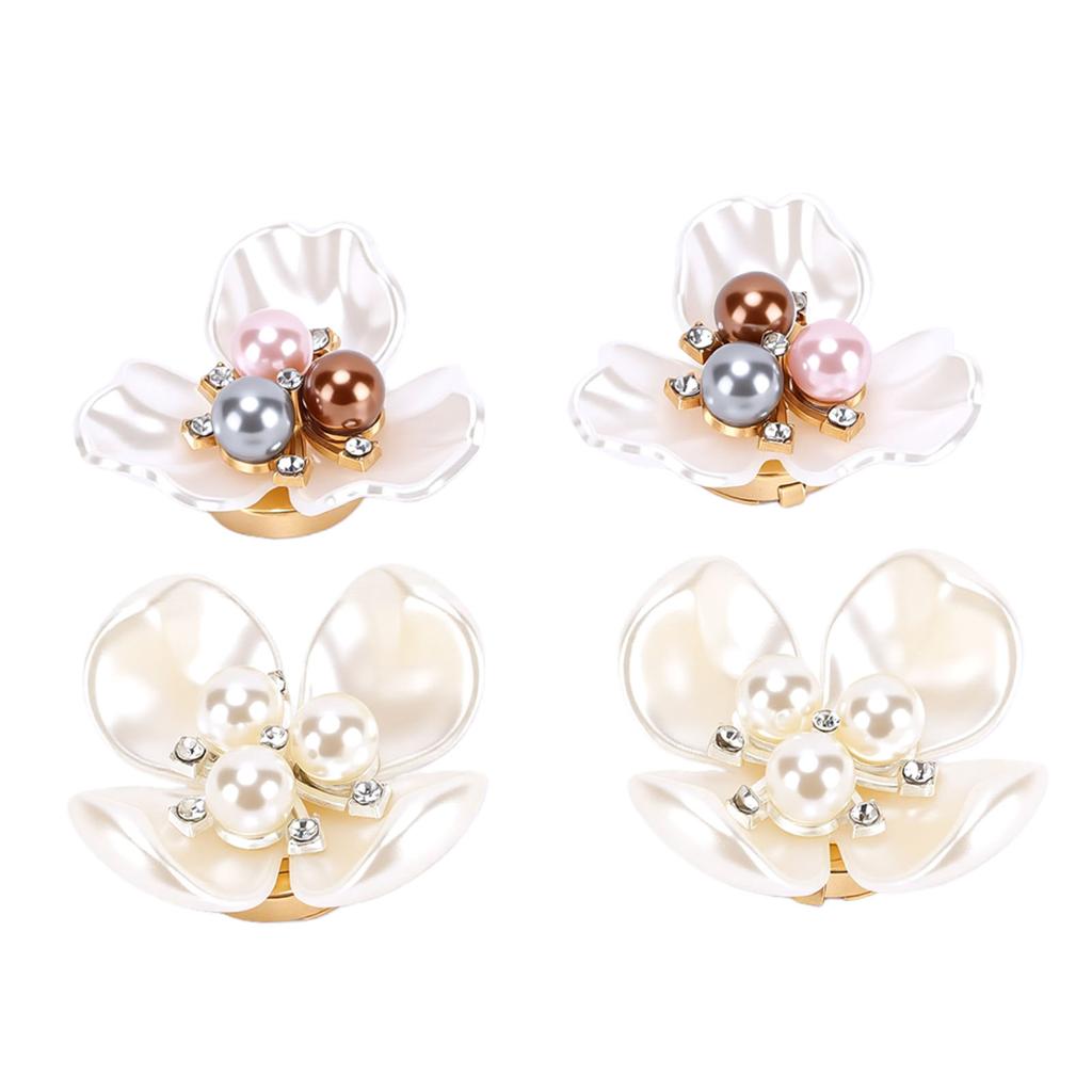 4PCS Button Covers Pearl Flower Petal Cufflinks for Shirt Cuff Men Women Clothing Sewing Crafts